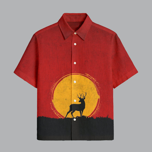 Red Printed Half Sleeve Shirt