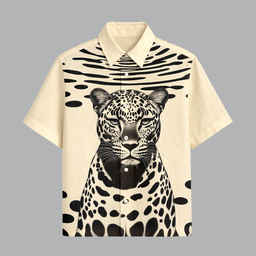 Beige Printed Half Sleeve Shirt