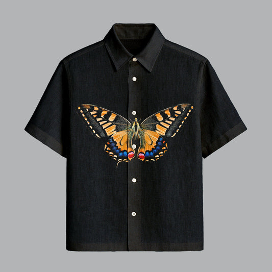 Black Printed Half Sleeve Shirt