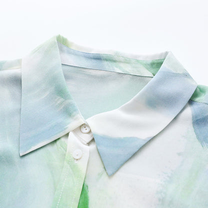 Ocean Breeze Abstract Print Shirt