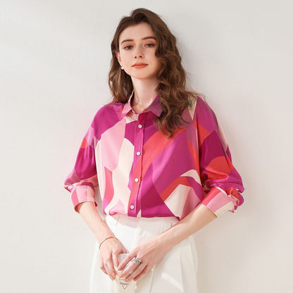 Bold Pink Abstract Print Shirt for Women